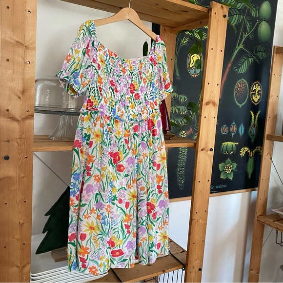 Mini Boden Colorful Smocked Floral Print Dress 7 - Picture 4 of 12